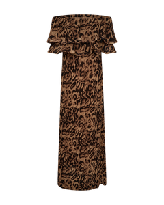 CMKIRA - PLISSIERTES OFF-SHOULDER KLEID IN LEOPARD