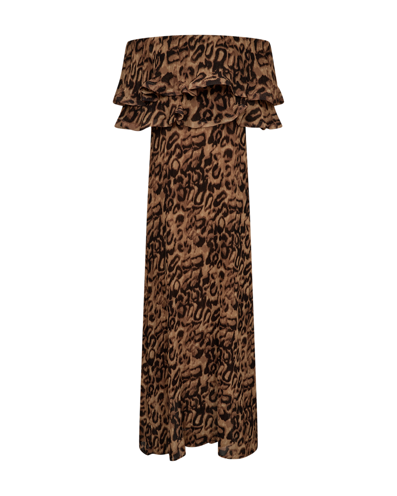 CMKIRA - PLISSIERTES OFF-SHOULDER KLEID IN LEOPARD