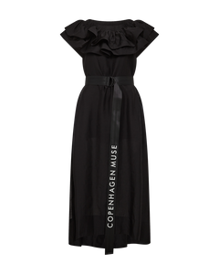 CMMOLLY - OFF-SHOULDER KLEID MIT RÜSCHENBESATZ IN SCHWARZ