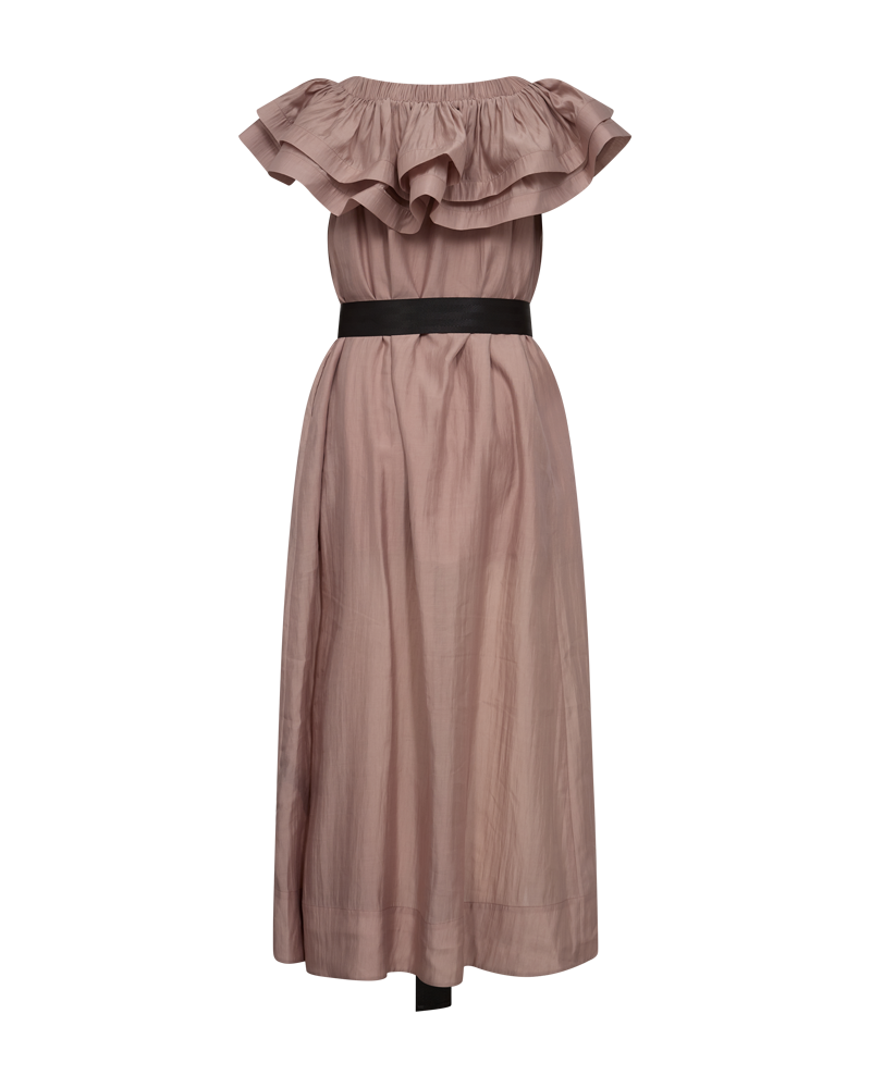 CMMOLLY - OFF-SHOULDER KLEID MIT RÜSCHENBESATZ IN ROSA