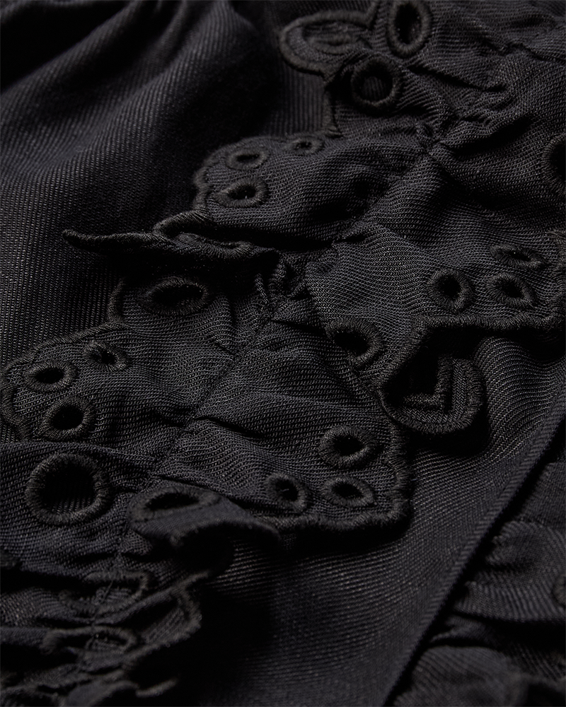 CMNATULI - HEMD MIT RÜSCHENKANTEN IN SCHWARZ