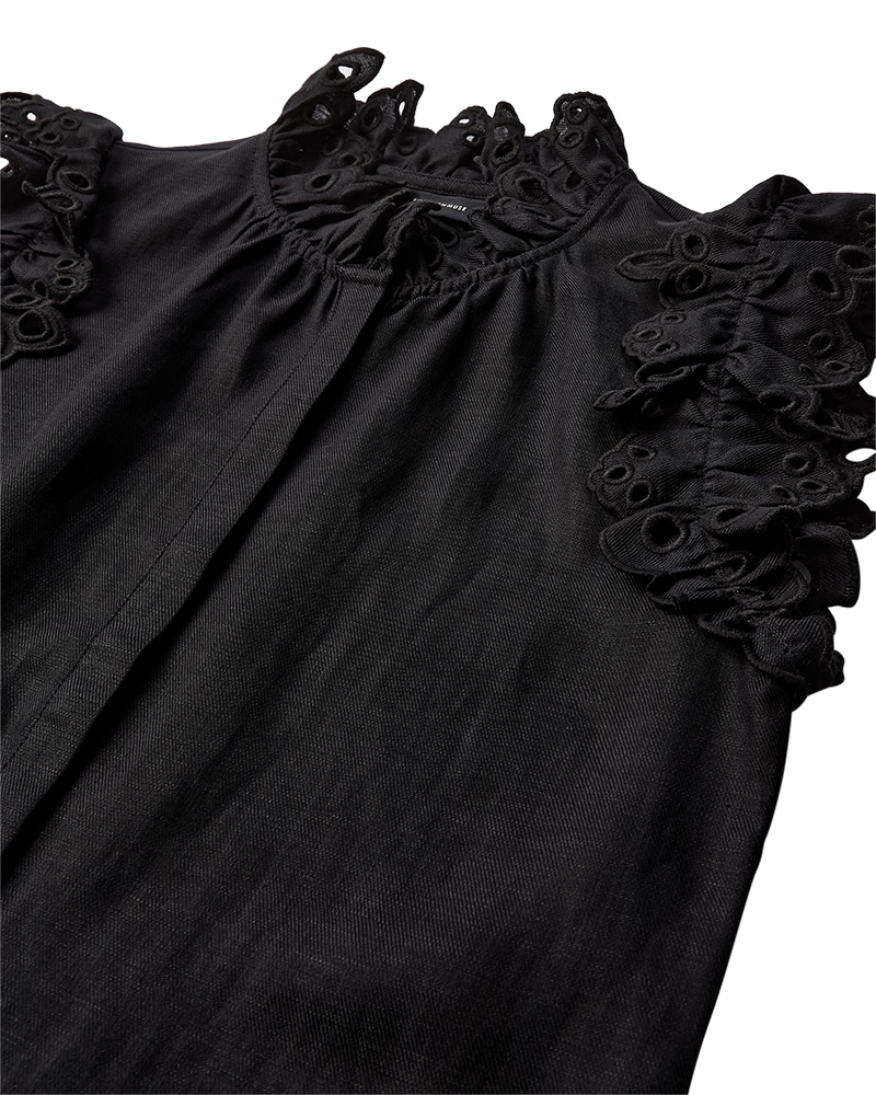 CMNATULI - HEMD MIT RÜSCHENKANTEN IN SCHWARZ