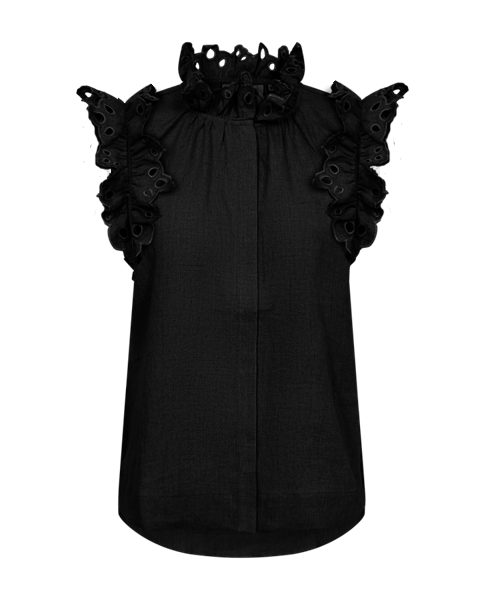 CMNATULI - HEMD MIT RÜSCHENKANTEN IN SCHWARZ