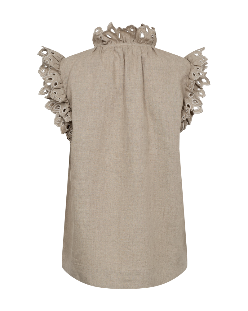 CMNATULI - HEMD MIT RÜSCHENKANTEN IN BEIGE