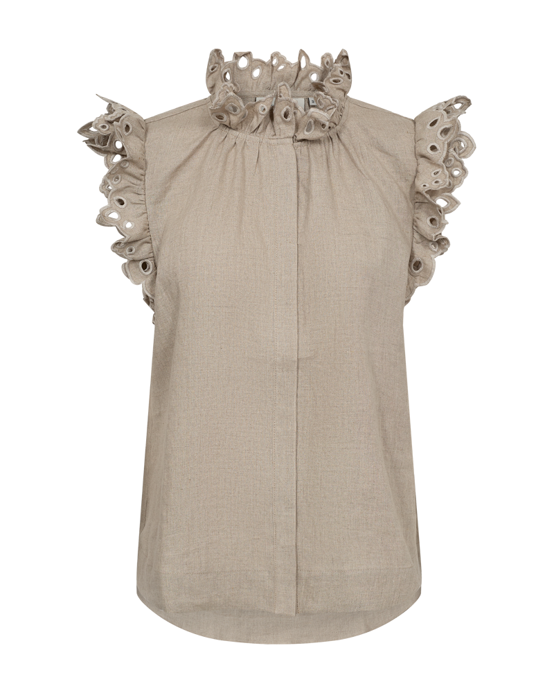 CMNATULI - HEMD MIT RÜSCHENKANTEN IN BEIGE