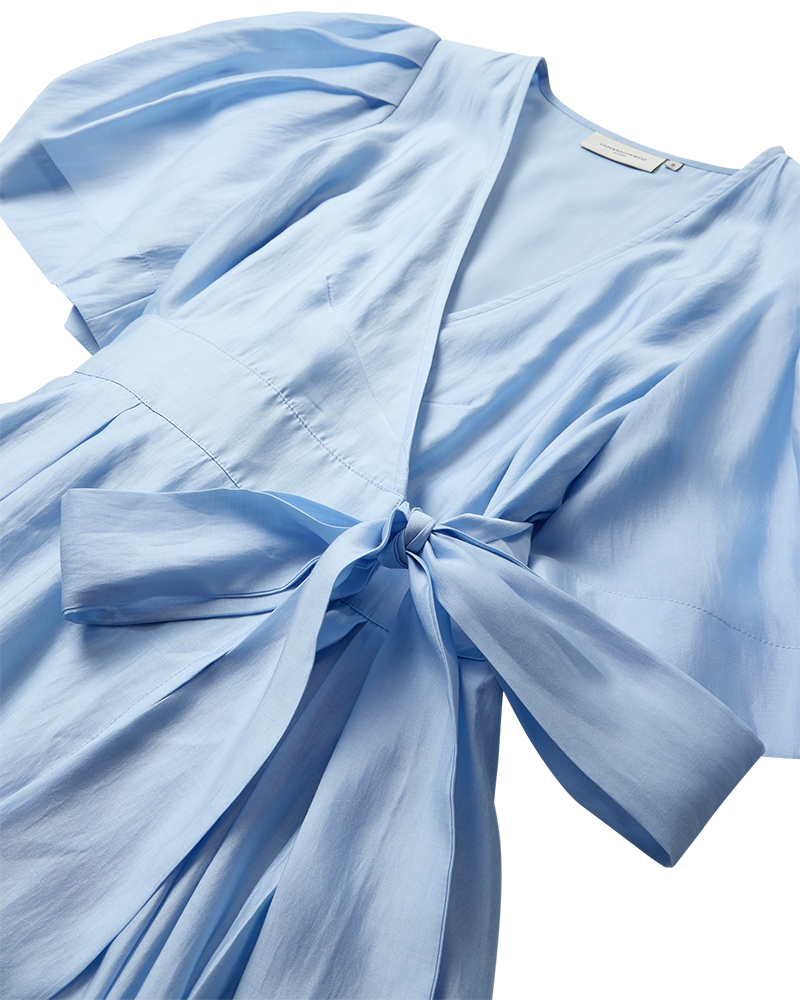 CMMOLLY – WICKELKLEID MIT PUFFÄRMELN IN BLAU