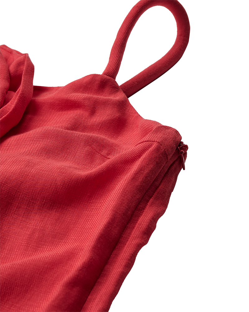 CMNATULI – KLEID MIT ROSE IN ROT