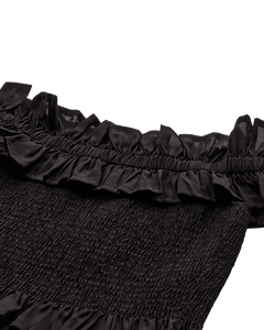 CMMOLLY – OFF-SHOULDER BLUSE MIT RÜSCHEN IN SCHWARZ