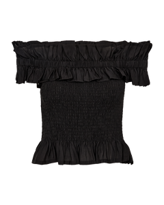 CMMOLLY – OFF-SHOULDER BLUSE MIT RÜSCHEN IN SCHWARZ