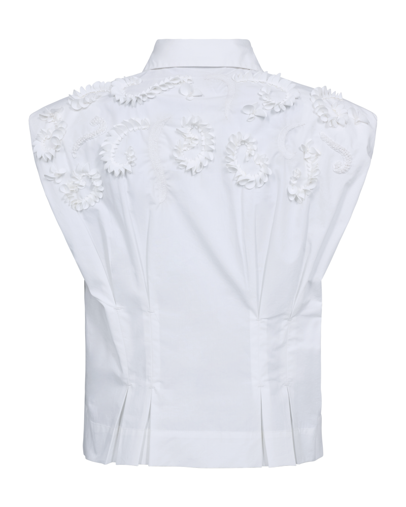 CMVATAN – HEMD MIT HANDGESTICKTEN DETAILS IN WEISS