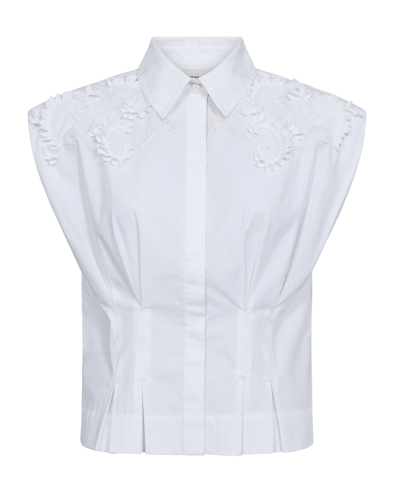 CMVATAN – HEMD MIT HANDGESTICKTEN DETAILS IN WEISS