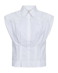 CMVATAN – HEMD MIT HANDGESTICKTEN DETAILS IN WEISS