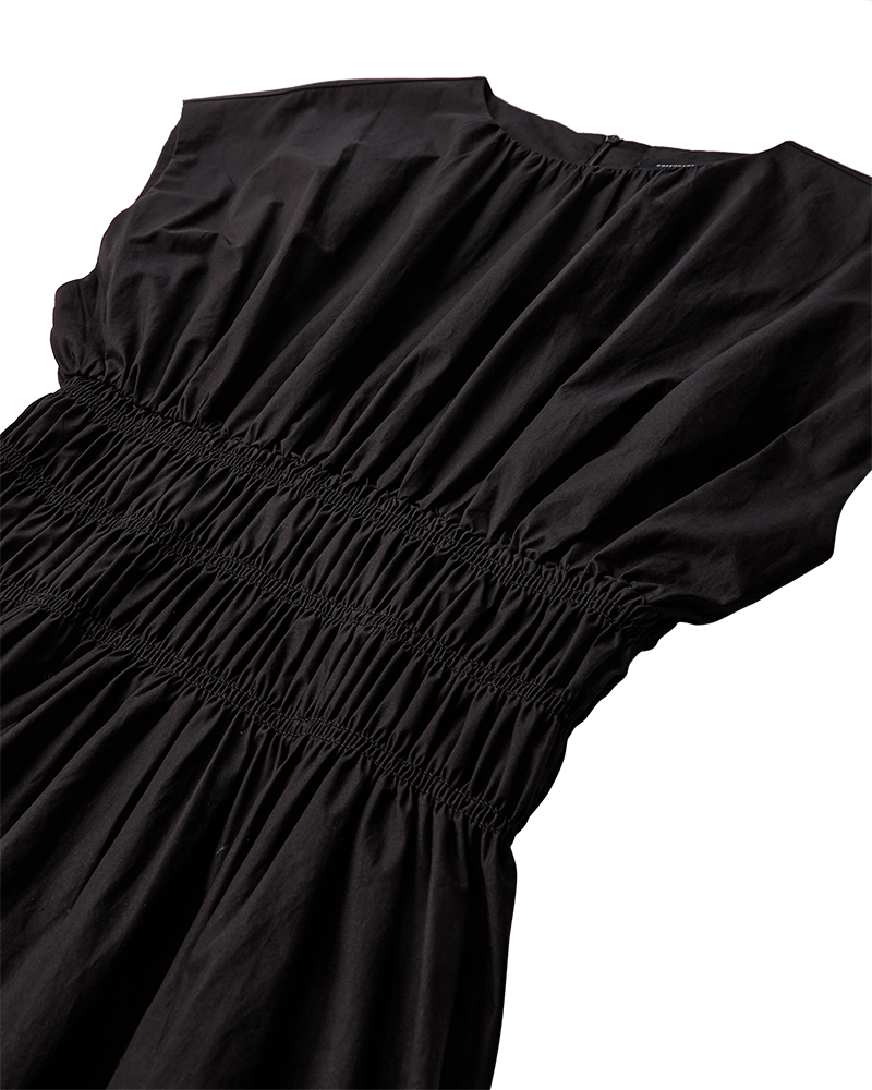 CMCRIPS - KLEID MIT SMOCK IN SCHWARZ