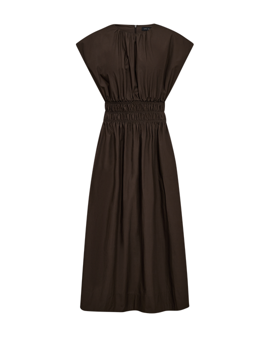 CMCRIPS - KLEID MIT SMOCK IN BRAUN