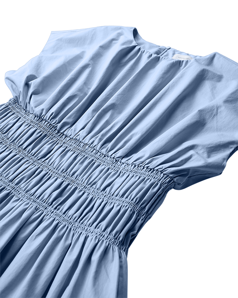 CMCRIPS - KLEID MIT SMOCK IN BLAU