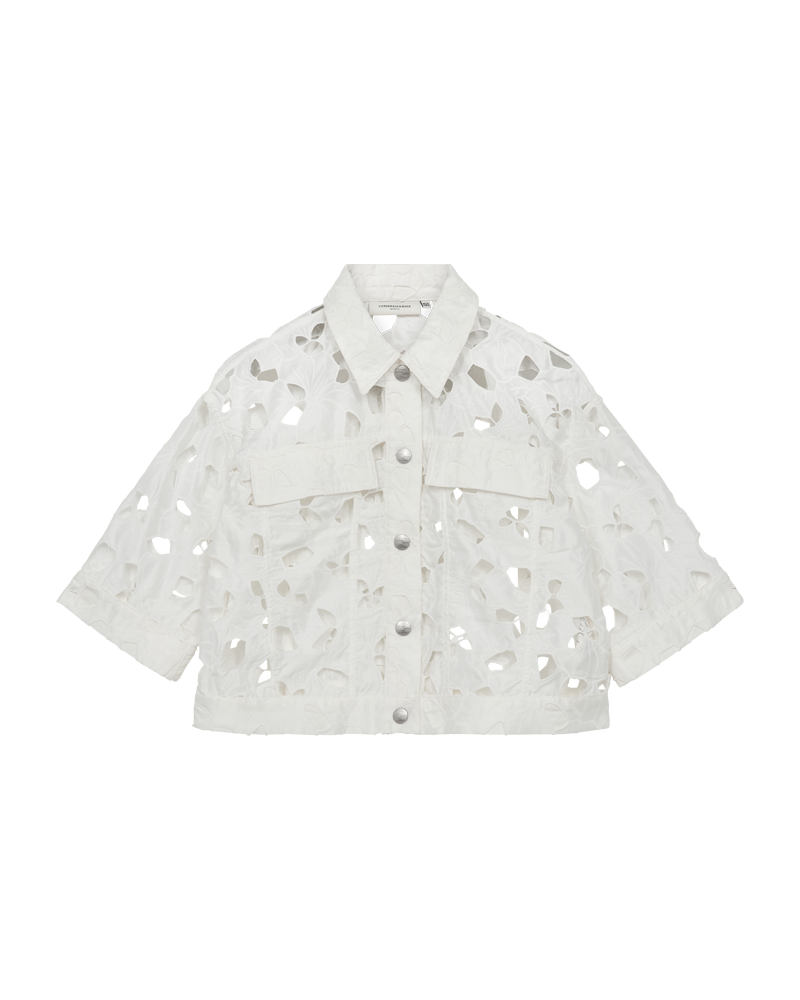 CMNOTRA – JACKE MIT LOCHMUSTER IN WEISS