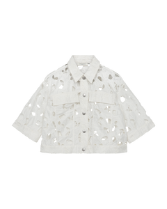 CMNOTRA – JACKE MIT LOCHMUSTER IN WEISS