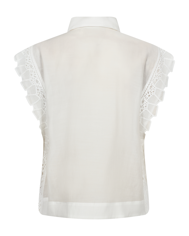 CMMOLLY – HEMD MIT CUT-AND-SEW-SPITZE IN WEISS