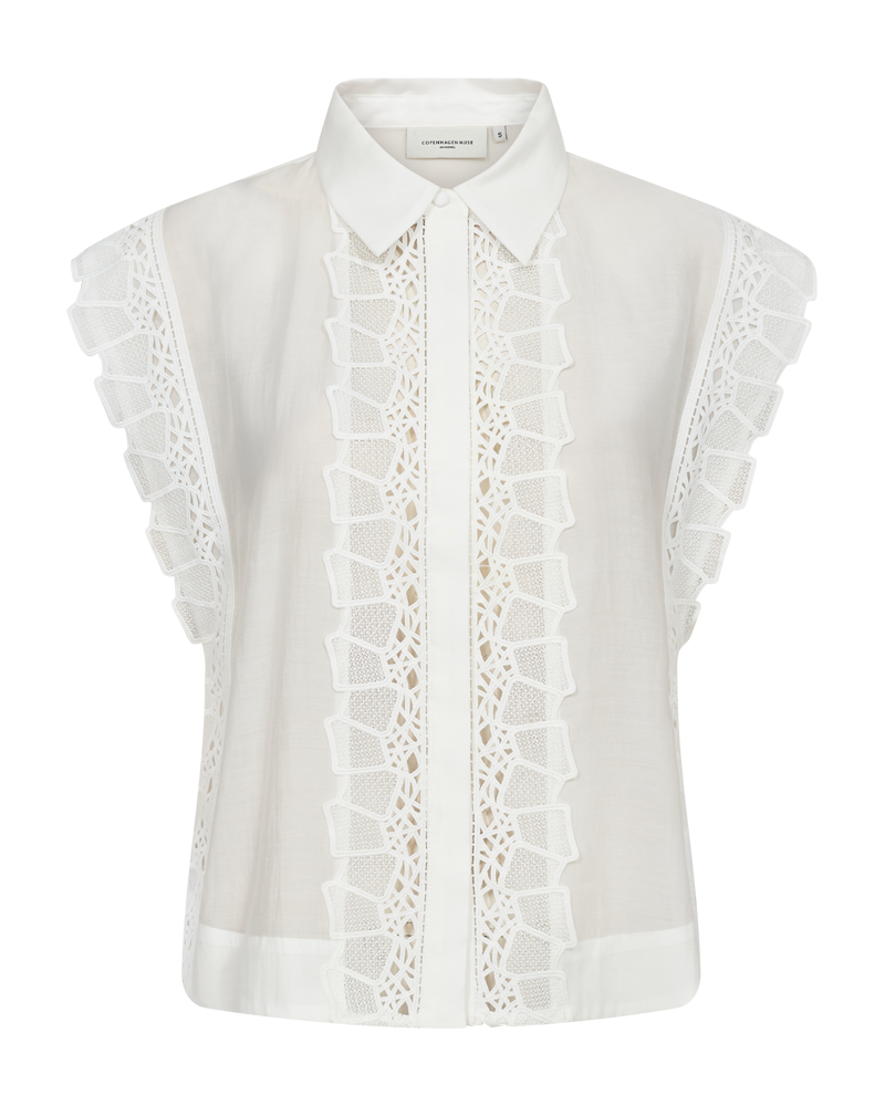 CMMOLLY – HEMD MIT CUT-AND-SEW-SPITZE IN WEISS