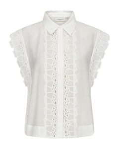 CMMOLLY – HEMD MIT CUT-AND-SEW-SPITZE IN WEISS