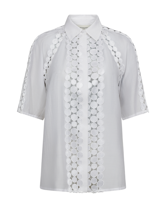 CMMOLLY – HEMD MIT CUT-AND-SEW-SPITZE IN WEISS