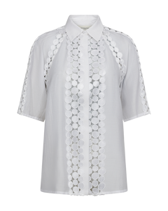 CMMOLLY – HEMD MIT CUT-AND-SEW-SPITZE IN WEISS