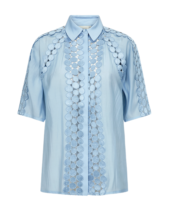 CMMOLLY – HEMD MIT CUT-AND-SEW-SPITZE IN BLAU