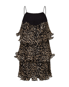 CMKIRA – PLISSIERTES KLEID MIT RÜSCHEN IN LEOPARD