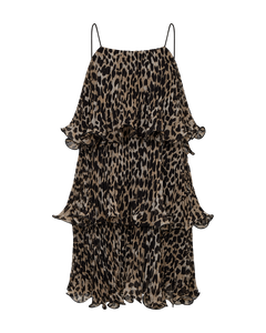 CMKIRA – PLISSIERTES KLEID MIT RÜSCHEN IN LEOPARD