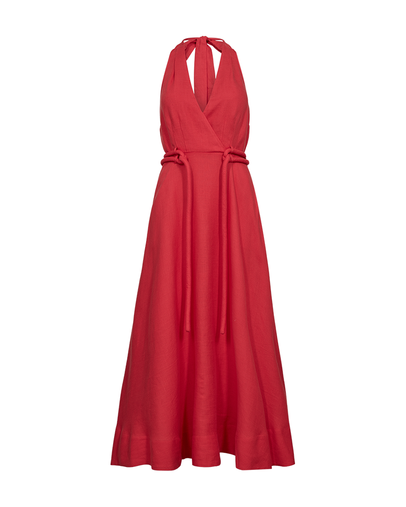 CMNATULI – KLEID MIT HALTERNECK IN ROT
