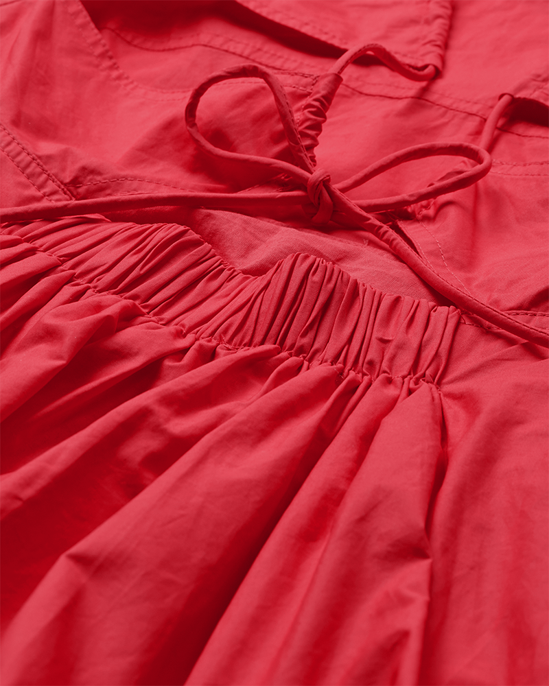 CMPOPLIN – KLEID MIT CUT-OUTS IN ROT