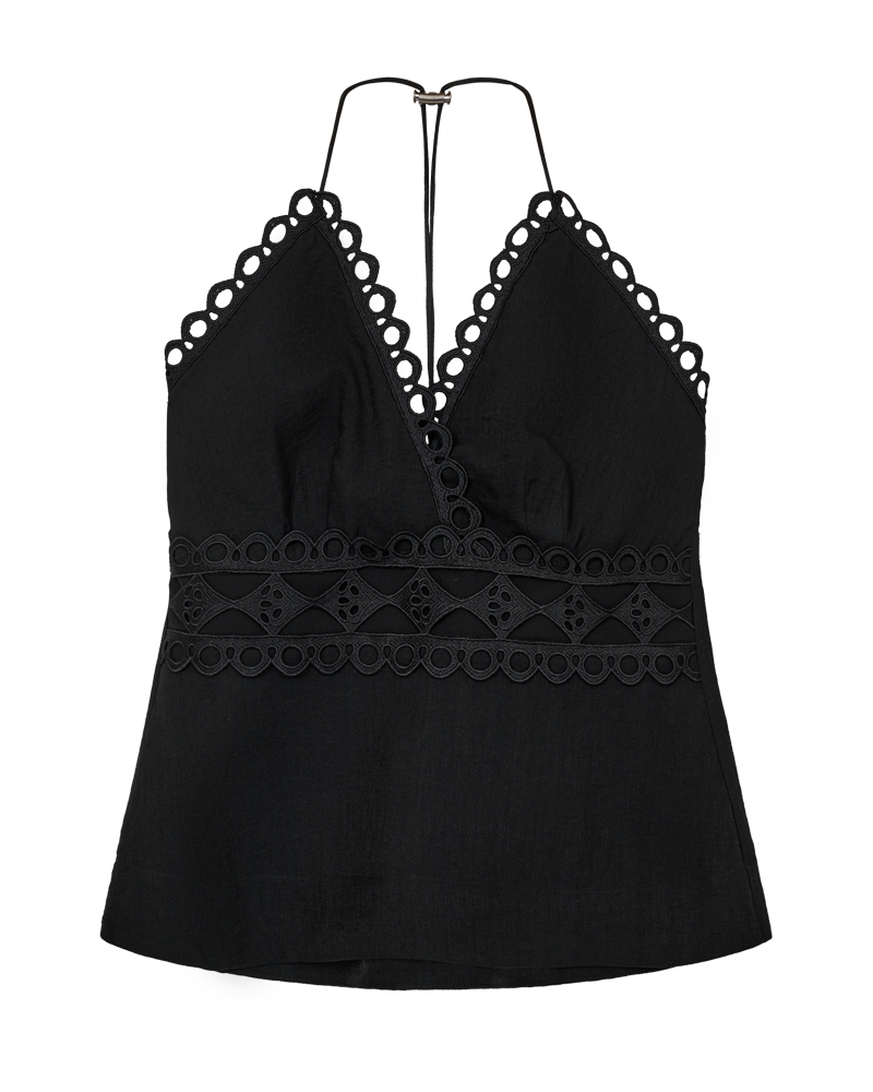 CMASLEAH – TOP MIT CUT-AND-SEW-SPITZE IN SCHWARZ