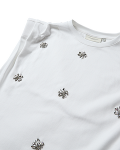 CMMUSE – T-SHIRT MIT STRASSSTEINEN IN WEISS