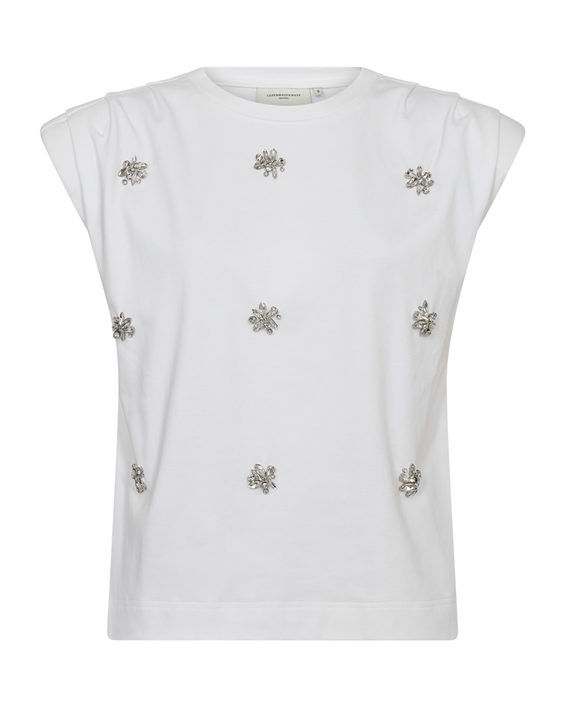 CMMUSE – T-SHIRT MIT STRASSSTEINEN IN WEISS