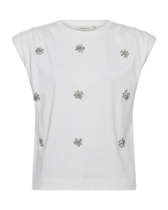 CMMUSE – T-SHIRT MIT STRASSSTEINEN IN WEISS