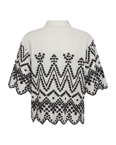CMEMBROIDERY – HEMD MIT ALLOVER-STICKEREI IN WEISS UND SCHWARZ,WOLLWEISS