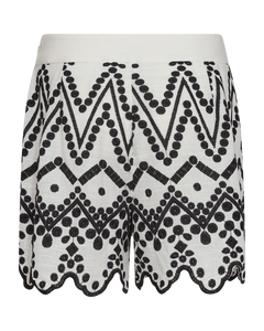 CMEMBROIDERY - SHORTS MED ALLOVER BRODERI I HVID OG SORT