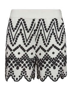 CMEMBROIDERY - SHORTS MED ALLOVER BRODERI I HVID OG SORT