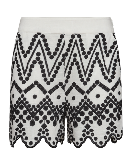 CMEMBROIDERY - SHORTS MED ALLOVER BRODERI I HVID OG SORT