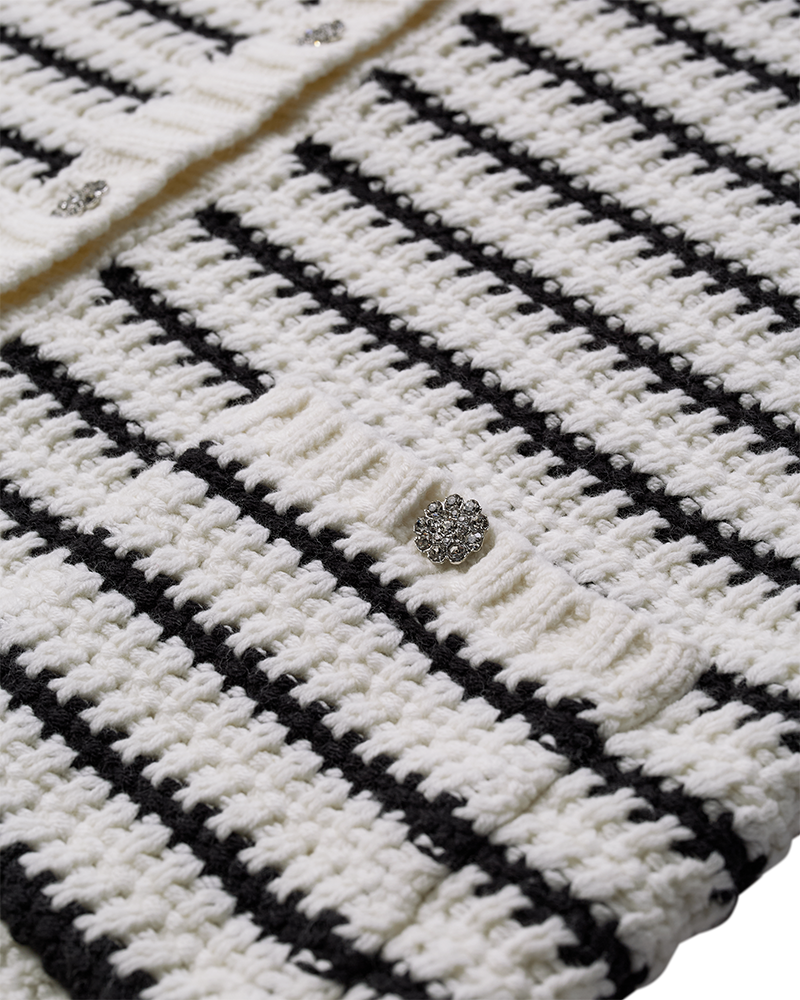 CMCOTTON - CARDIGAN IN WOLLWEISS UND SCHWARZ