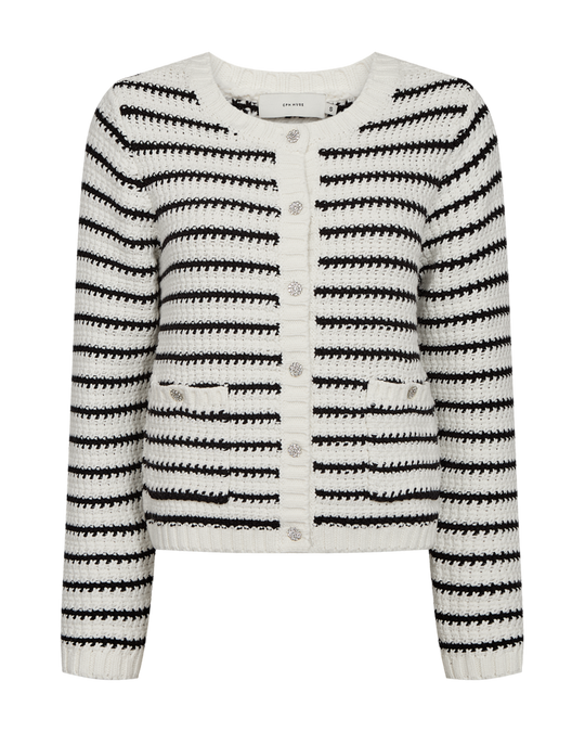 CMKOTOM - CARDIGAN IN WOLLWEISS UND SCHWARZ