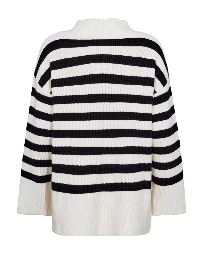CMCOLIN – GERIPPTER PULLOVER IN WOLLWEISS UND SCHWARZ