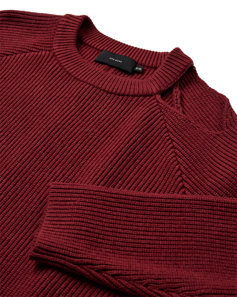CMCOLIN - GERIPPTER PULLOVER IN ROT