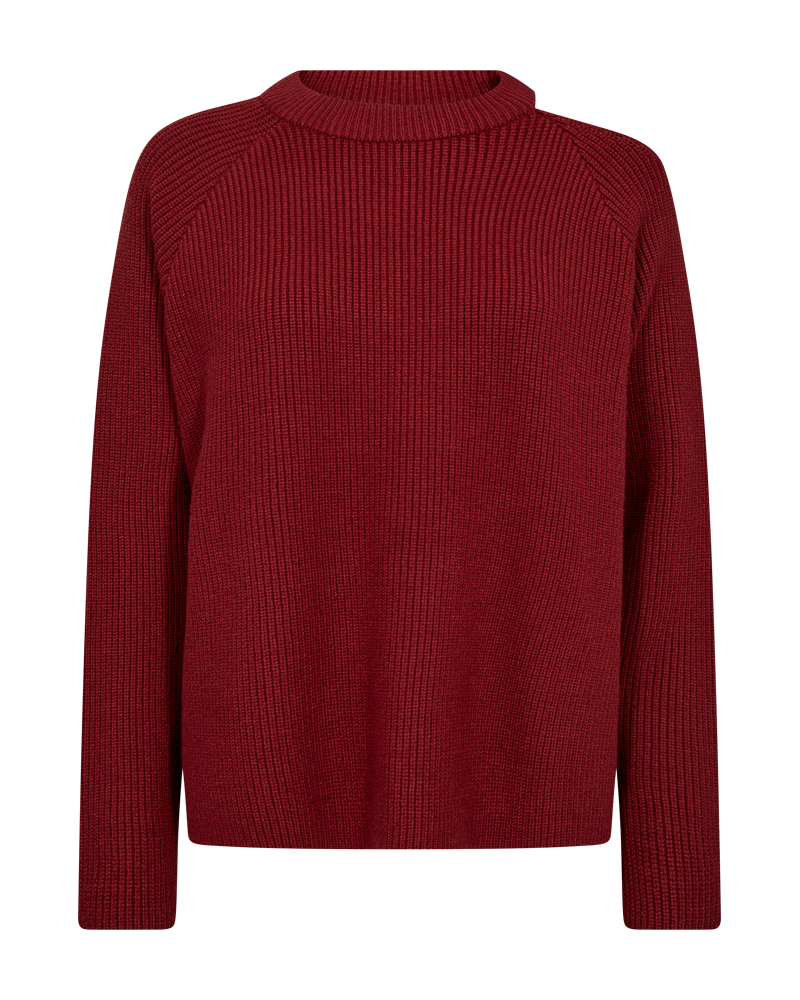 CMCOLIN - GERIPPTER PULLOVER IN ROT