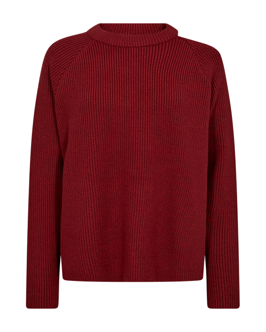 CMCOLIN - GERIPPTER PULLOVER IN ROT