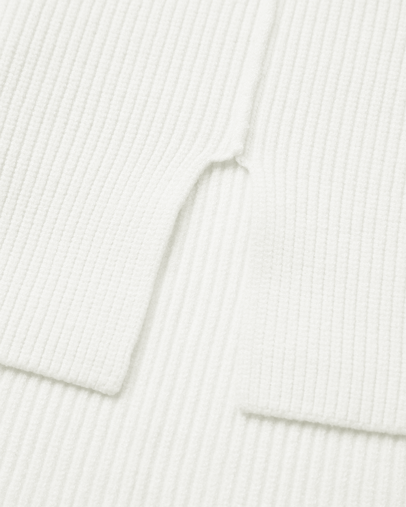 CMCOLIN - GERIPPTER PULLOVER IN WOLLWEISS