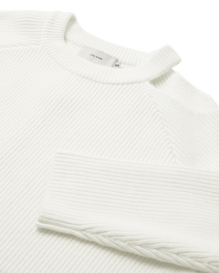 CMCOLIN - GERIPPTER PULLOVER IN WOLLWEISS