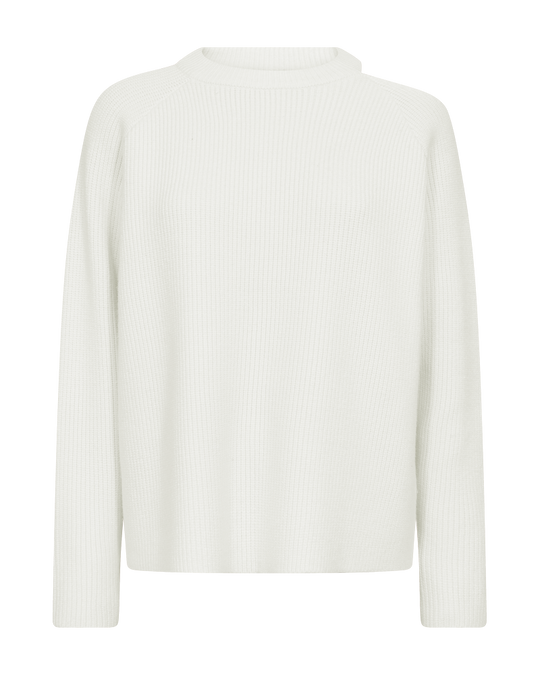 CMCOLIN - GERIPPTER PULLOVER IN WOLLWEISS