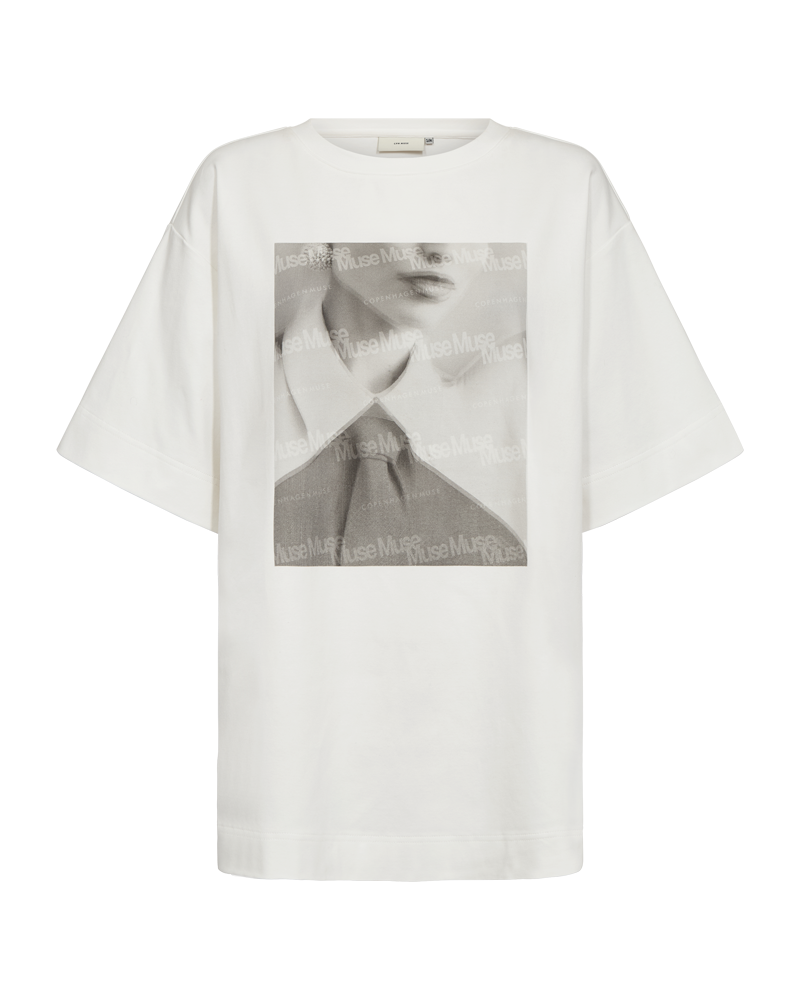 CMMUSE - T-SHIRT MIT PRINT IN WOLLWEISS