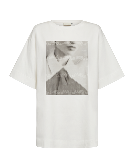 CMMUSE - T-SHIRT MIT PRINT IN WOLLWEISS